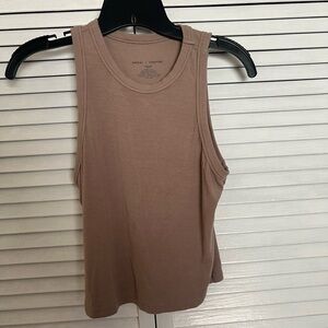 Casual Tan Ribbed Tank Top